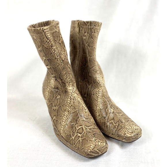AEROSOLES Shoes - Aerosoles Blue Gene Stretch Mid-Calf Boot Women's Size 6.5M Brown Snake Pattern